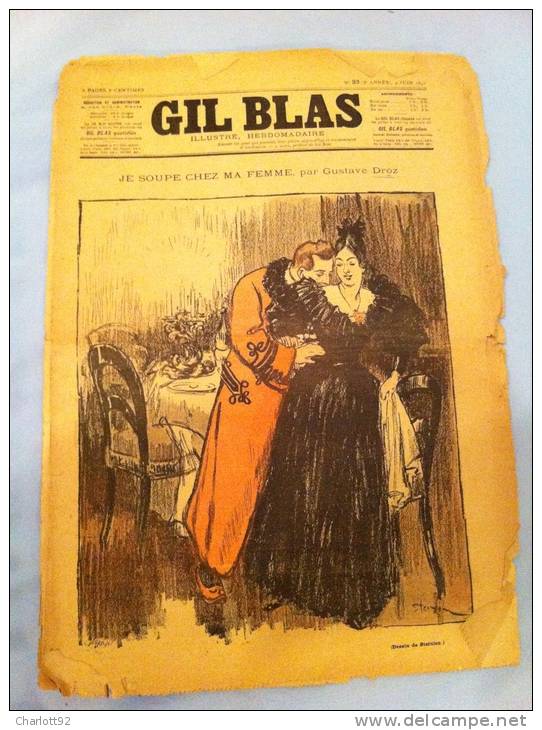 GIL BLAS ORIGINAL JE SOUPE CHEZ MA FEMME PAR GUSTAVE DROZ - Journaux Anciens - Avant 1800