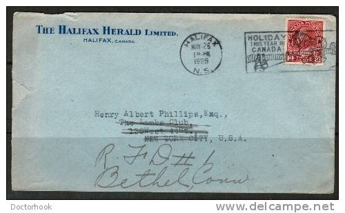 CANADA    Redirected Admiral Cover (May 26 1926) Backstamped Times Square, NY - Brieven En Documenten