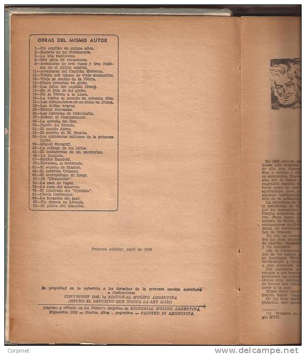 JULIO VERNE - LOS HERMANOS KIP - 1946 COLECCION MOLINO - 1era. EDICION - 112 Páginas - TAPAS DURAS - Libros Infantiles Y Juveniles