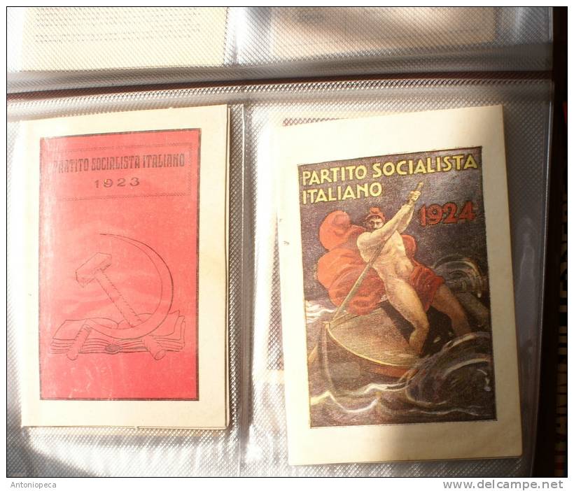 COLLEZIONE COMPLETA TESSERE DEL PARTITO SOCIALISTA 1906-1991