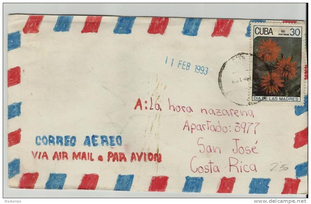 =CUBA  1993 BLUMEN - Airmail