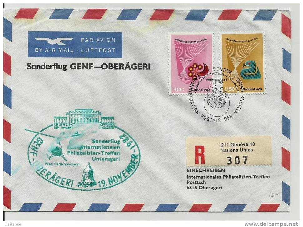 =UNO GENF FLUGZUEGE 1982 - Poste Aérienne