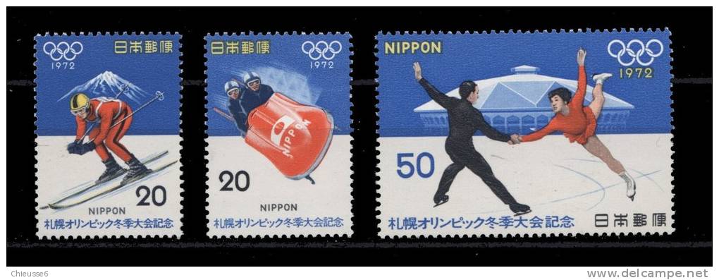 (B 5 - Lot 59) Japon ** - N°  1038 à 1040  - J.O. De Sapporo (bobsleigh, Ski, Patinage) - Neufs