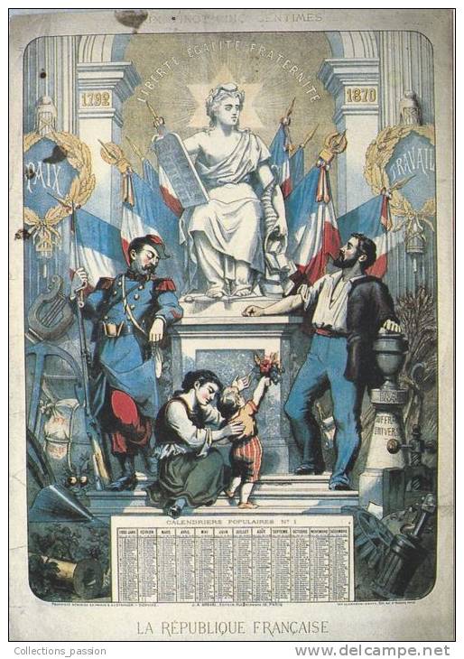 Cp , HISTOIRE , Révolution Française , Calendrier Affiche D´intérieur - Historia