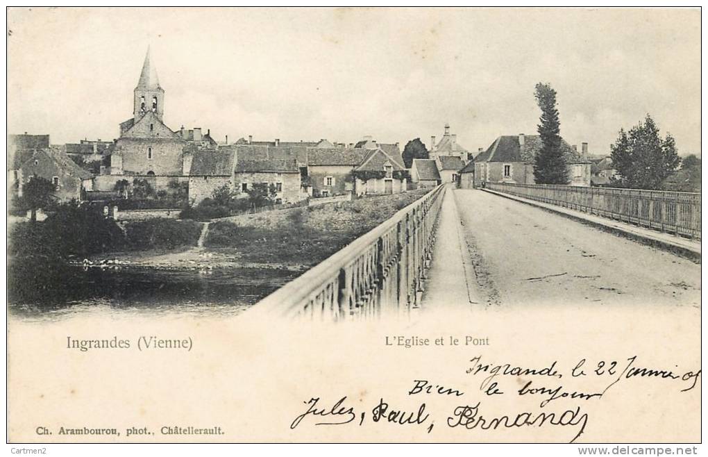 INGRANDES EGLISE ET PONT 1900 VIENNE 86 - Ingrandes