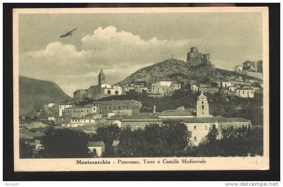 MONTESARCHIO - BENEVENTO - ANNI 30 - PANORAMA CON AEREO. RARA!! - Benevento