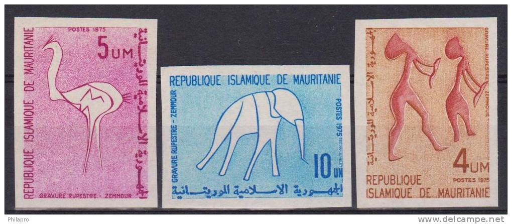 MAURITANIE   NON DENT/IMP   ANIMAUX ELEPHANT  PREHISTOIRE Yvert  N°333/5**MNH  Réf 1940 - Prehistory