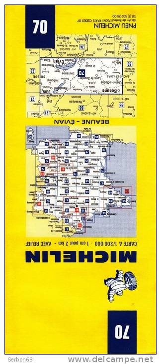 CARTE MICHELIN N°70 NEUVE PATINE SOLDE LIBRAIRIE MANUFACTURE FRANCAISE DES PNEUMATIQUES TOURISME FRANCE 1978 BEAUNE EVIA - Cartes/Atlas