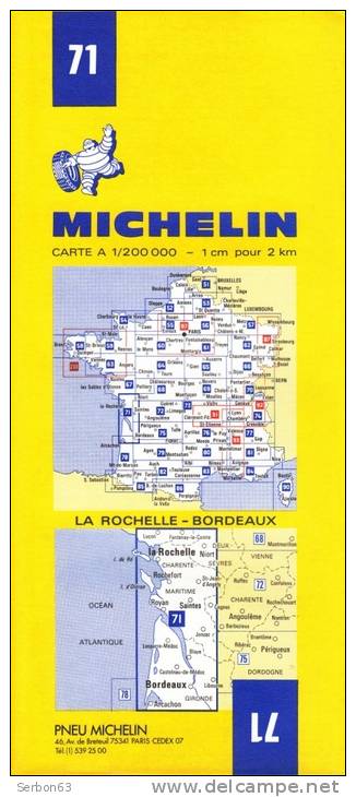 CARTE MICHELIN N°71 NEUVE PATINE SOLDE LIBRAIRIE MANUFACTURE FRANCAISE DES PNEUMATIQUES TOURISME FRANCE 1976 LA ROCHELLE - Mapas/Atlas