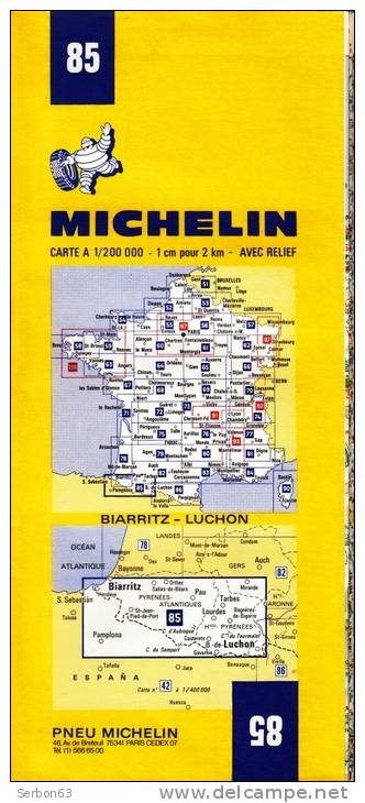 CARTE MICHELIN N°85 NEUVE STOCK LIBRAIRIE MANUFACTURE FRANCAISE DES PNEUMATIQUES TOURISME FRANCE 1975 BIARRITZ LUCHON - Cartes/Atlas