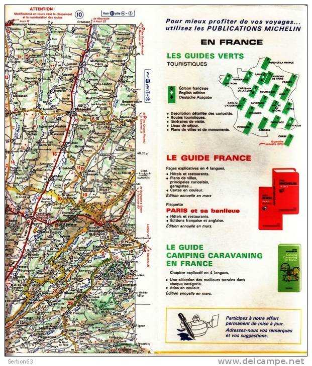 CARTE MICHELIN N°85 NEUVE STOCK LIBRAIRIE MANUFACTURE FRANCAISE DES PNEUMATIQUES TOURISME FRANCE 1975 BIARRITZ LUCHON - Cartes/Atlas