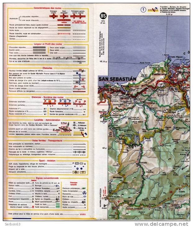 CARTE MICHELIN N°85 NEUVE STOCK LIBRAIRIE MANUFACTURE FRANCAISE DES PNEUMATIQUES TOURISME FRANCE 1975 BIARRITZ LUCHON - Mappe/Atlanti