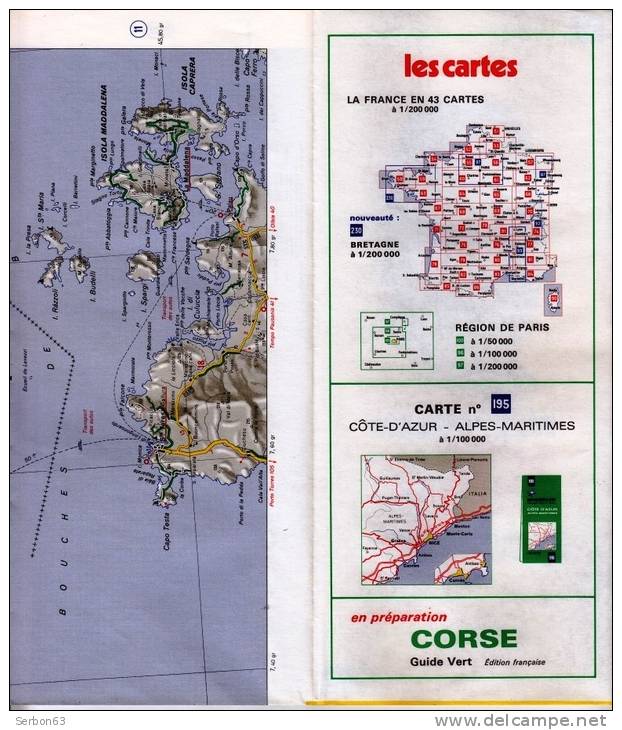 CARTE MICHELIN N°90 STOCK LIBRAIRIE MANUFACTURE FRANCAISE DES PNEUMATIQUES TOURISME FRANCE 1974 CORSE - Cartes/Atlas