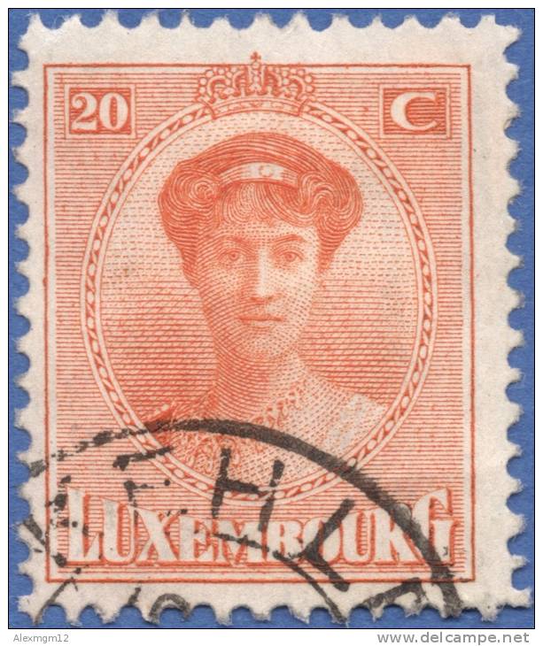 Luxemburg, 20 C. 1921, Sc #139, Used - 1921-27 Charlotte Front Side