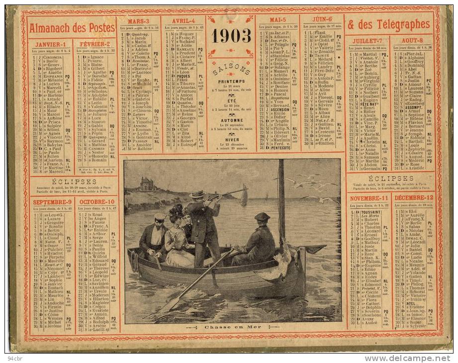 ALMANACH DES POSTES ET  DES TELEGRAPHES (1903)   Chasse En Mer - Grand Format : 1901-20
