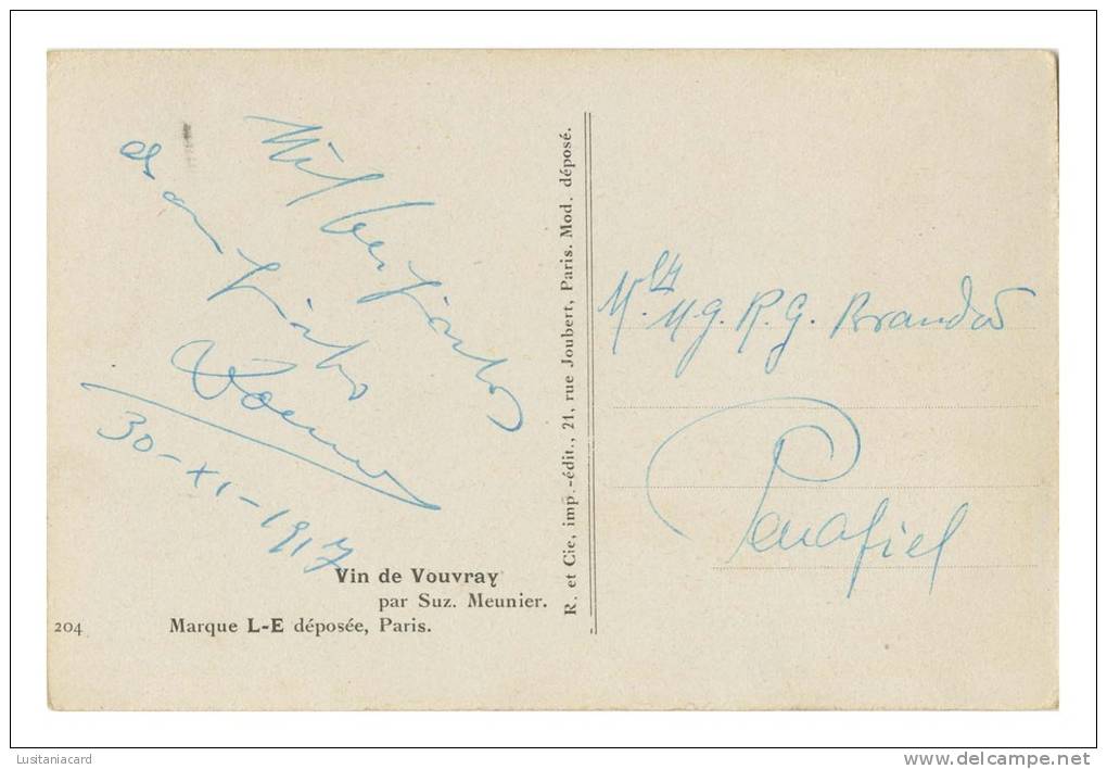 FRANCE - ILLUSTRATEURS - « Suzanne Meunier»- Vin De Vouvray (204) Carte Postale - Meunier, S.
