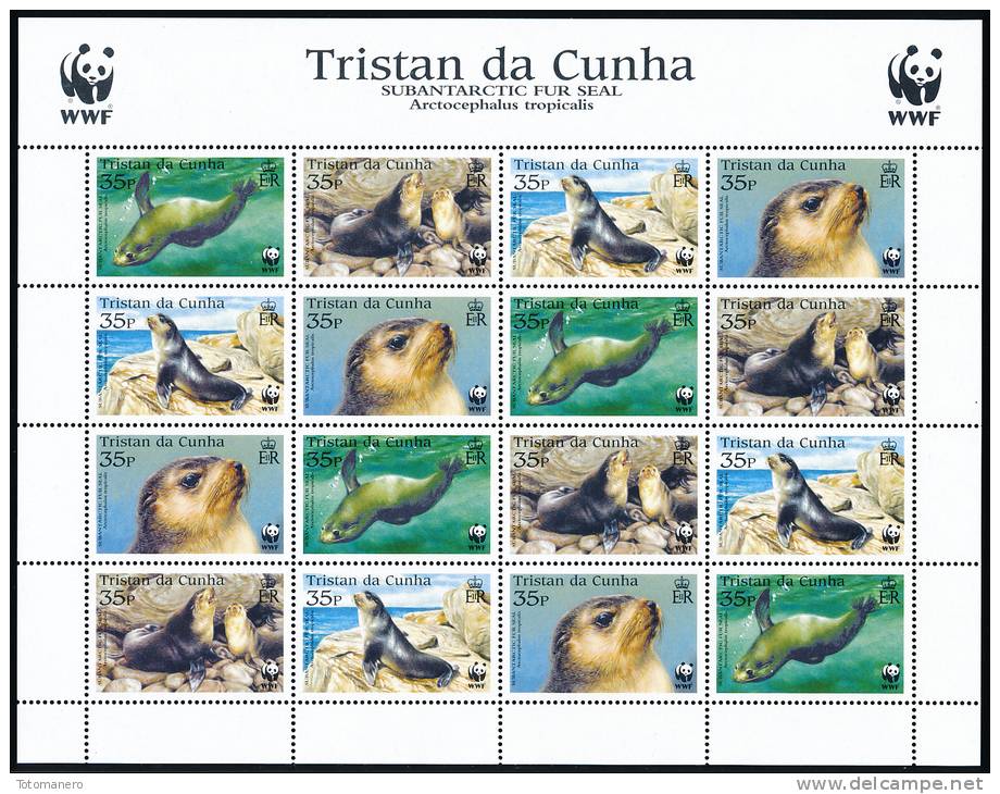 TRISTAN DA CUNHA 2004 Subantarctic Fur Seal WWF Sheetlet Of 4 Sets/16 Stamps** - Tristan Da Cunha