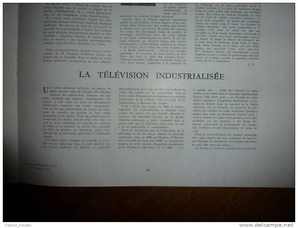 17-1-1942 : Exposition De Poupées Au Musée Cognacg-Jay ; La Télévision Industrialisée ; Combat  Pieuvre Entre Requin - L'Illustration