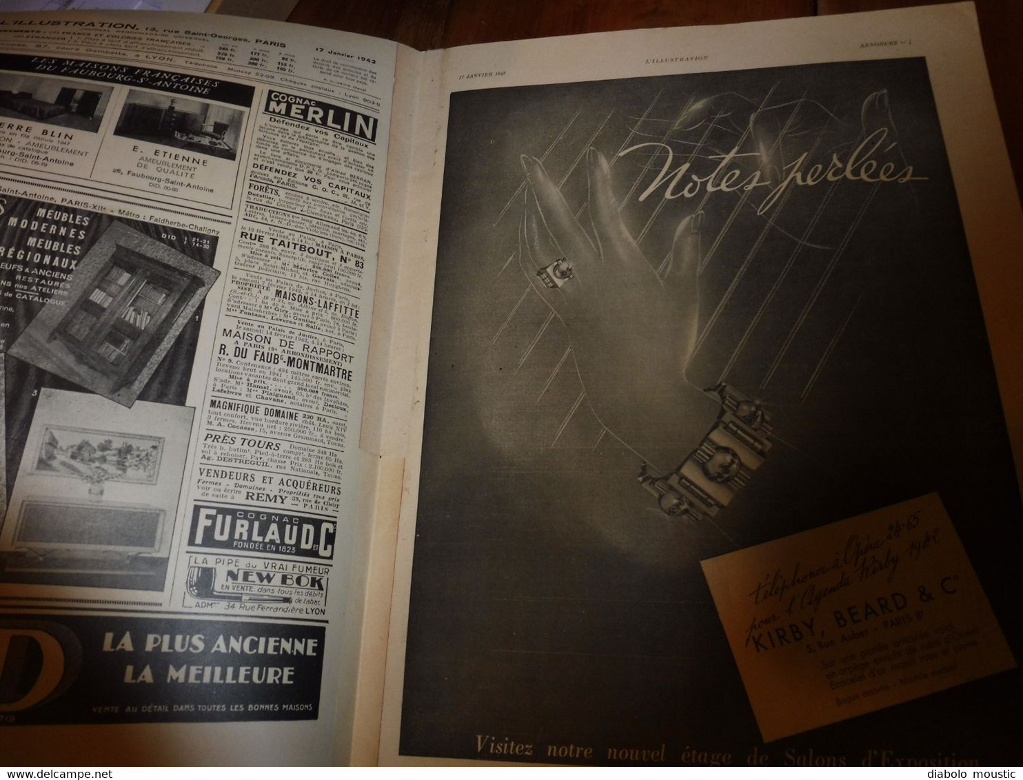 17-1-1942 : Exposition de poupées au musée Cognacg-Jay ; La télévision industrialisée ; Combat  Pieuvre entre Requin