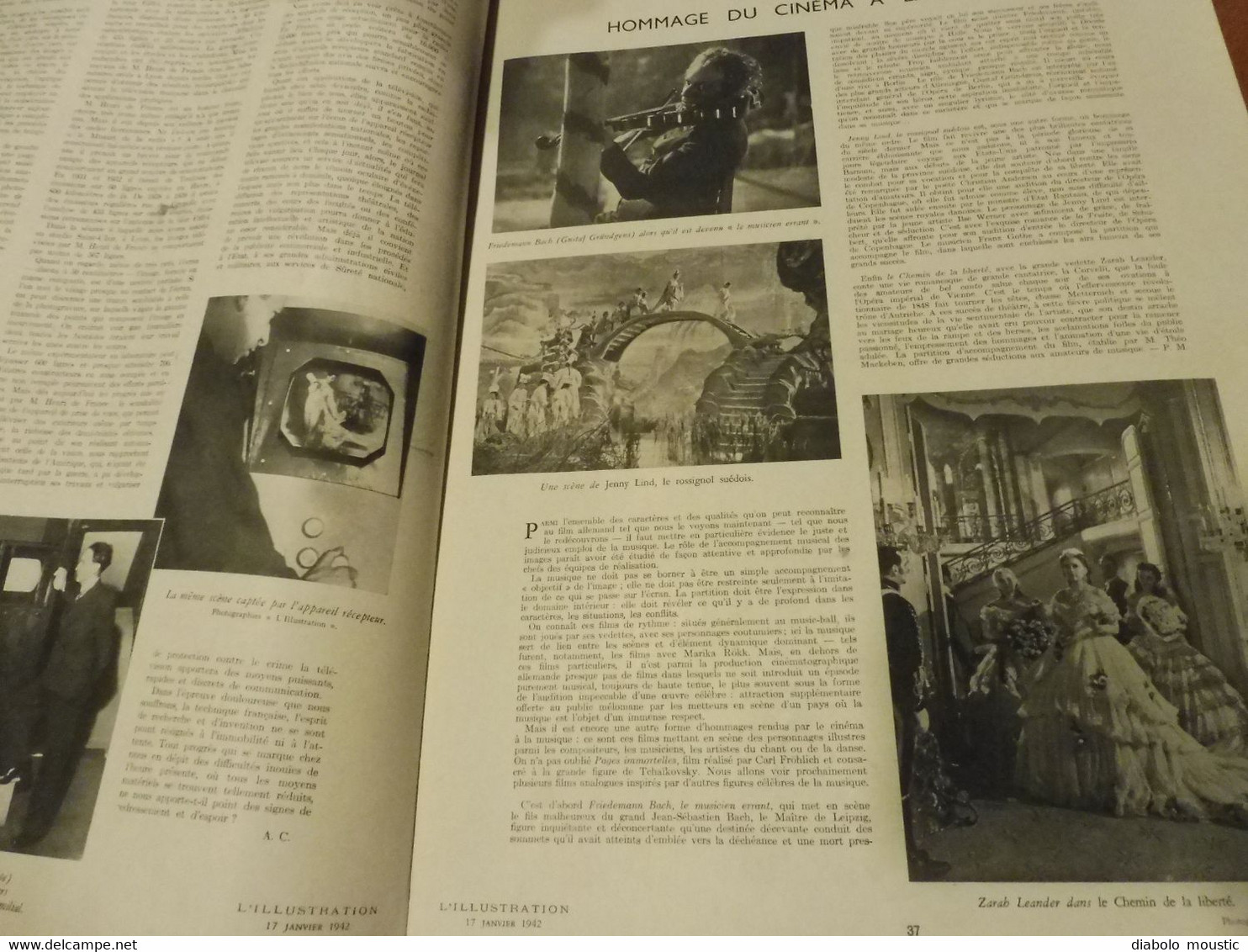 17-1-1942 : Exposition de poupées au musée Cognacg-Jay ; La télévision industrialisée ; Combat  Pieuvre entre Requin