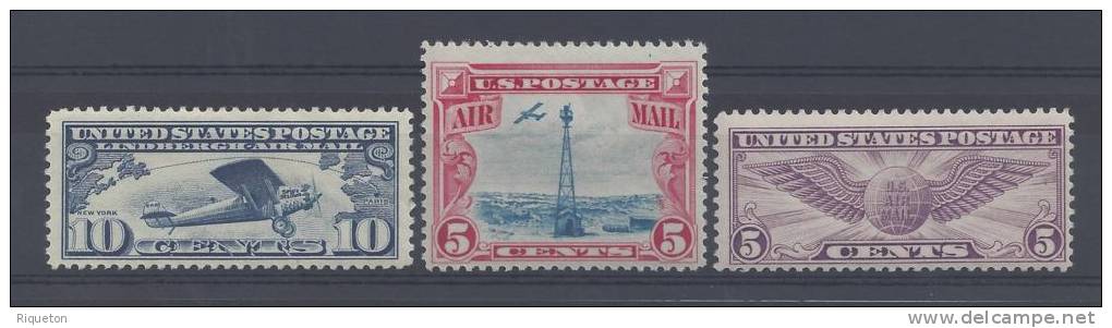 ETATS - UNIS -  1927/30  - POSTE AERIENNE  -  N°10-11-12-  NEUFS  - X - TTB - - 1b. 1918-1940 Unused