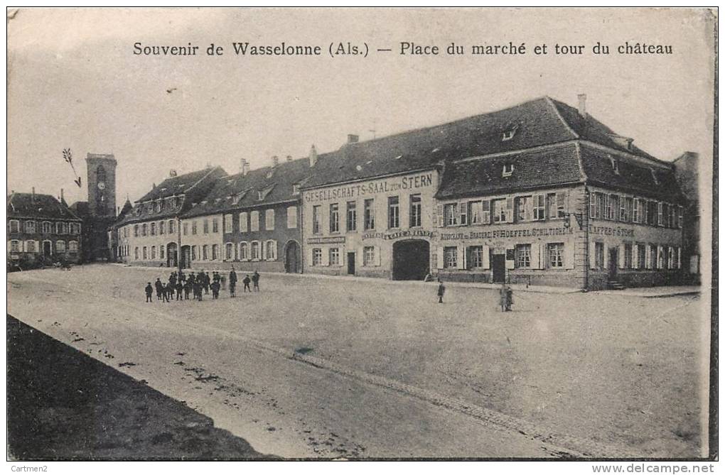 WASSELONNE PLACE DU MARCHE ET TOUR DU CHATEAU ANIMEE 67 ALSACE - Wasselonne