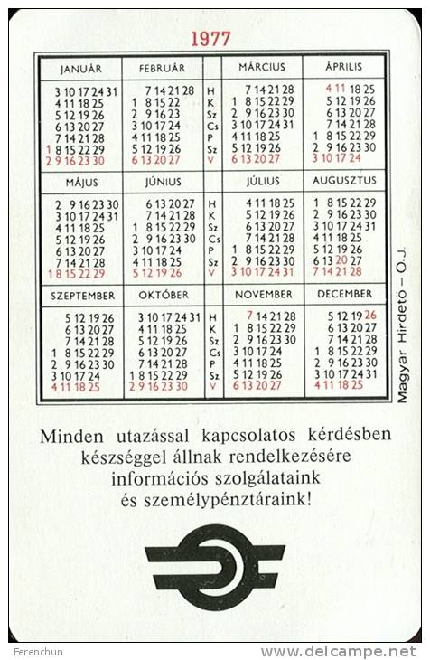 RAIL * RAILWAY RAILROAD TRAIN LOCOMOTIVE HUNGARIAN STATE RAILWAYS * BALATON BADACSONY * CALENDAR * MAV 1977 1 * Hungary - Formato Piccolo : 1971-80