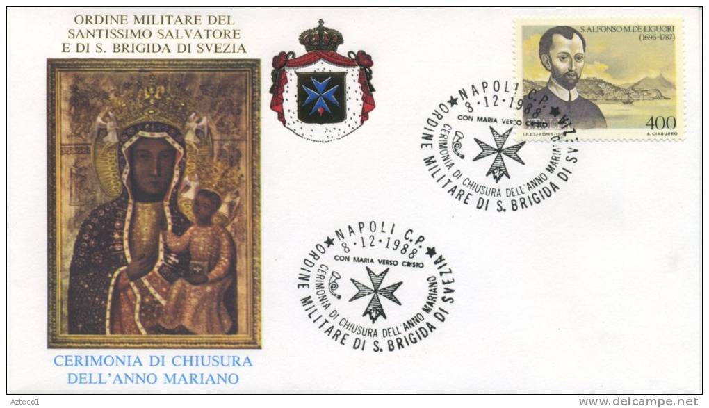 ITALIA - FDC 1988 - ORDINE MILITARE DI SANTA BRIGIDA - CHIUSURA ANNO MARIANO -  ANNULLO SPECIALE - FDC