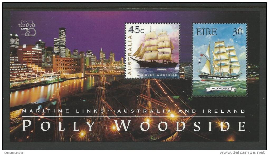 1999  Polly Woodside Joint Australia Ireland  Stamps Special Mini Sheet  Mint Unhinged Gum On Back Unused - Blocks & Sheetlets