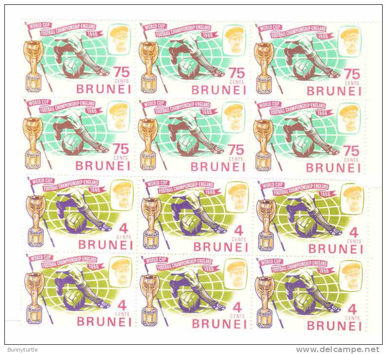 Brunei 1966 World Cup Soccer Issue Omnibus Blk Of 6 MNH - Brunei (...-1984)