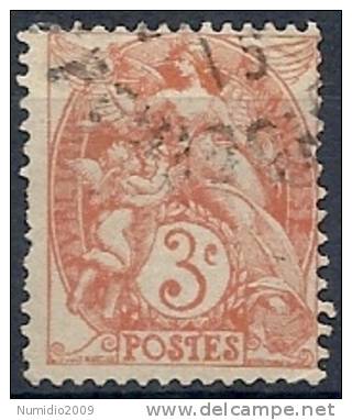 1900 FRANCIA USATO ALLEGORIA TIPO BLANC 3 CENT ARANCIO - FR477-2 - 1900-29 Blanc