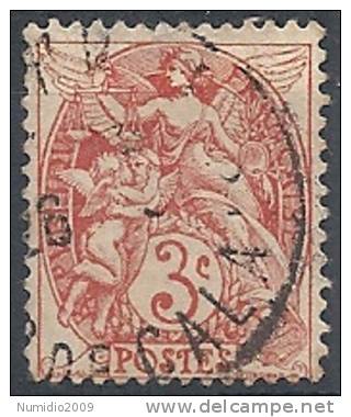 1900 FRANCIA USATO ALLEGORIA TIPO BLANC 3 CENT ROSSO - FR477-6 - 1900-29 Blanc