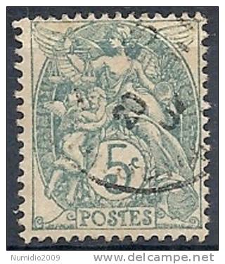 1900 FRANCIA USATO ALLEGORIA TIPO BLANC 5 CENT - FR477 - 1900-29 Blanc