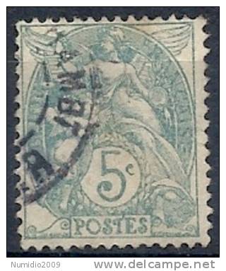 1900 FRANCIA USATO ALLEGORIA TIPO BLANC 5 CENT - FR478-2 - 1900-29 Blanc