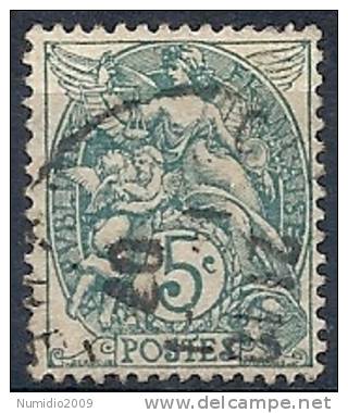 1900 FRANCIA USATO ALLEGORIA TIPO BLANC 5 CENT - FR478-3 - 1900-29 Blanc