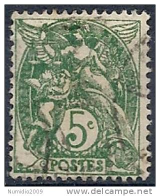 1900 FRANCIA USATO ALLEGORIA TIPO BLANC 5 CENT - FR478-7 - 1900-29 Blanc