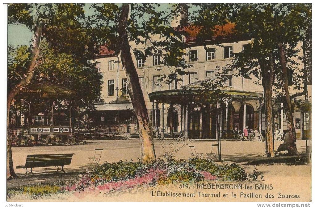 CARTE POSTALE ORIGINALE ANCIENNE COULEUR  NIEDERBRONN LES BAINS PAVILLON DES SOURCES ETABLISSEMENT THERMAL BAS RHIN (67) - Niederbronn Les Bains