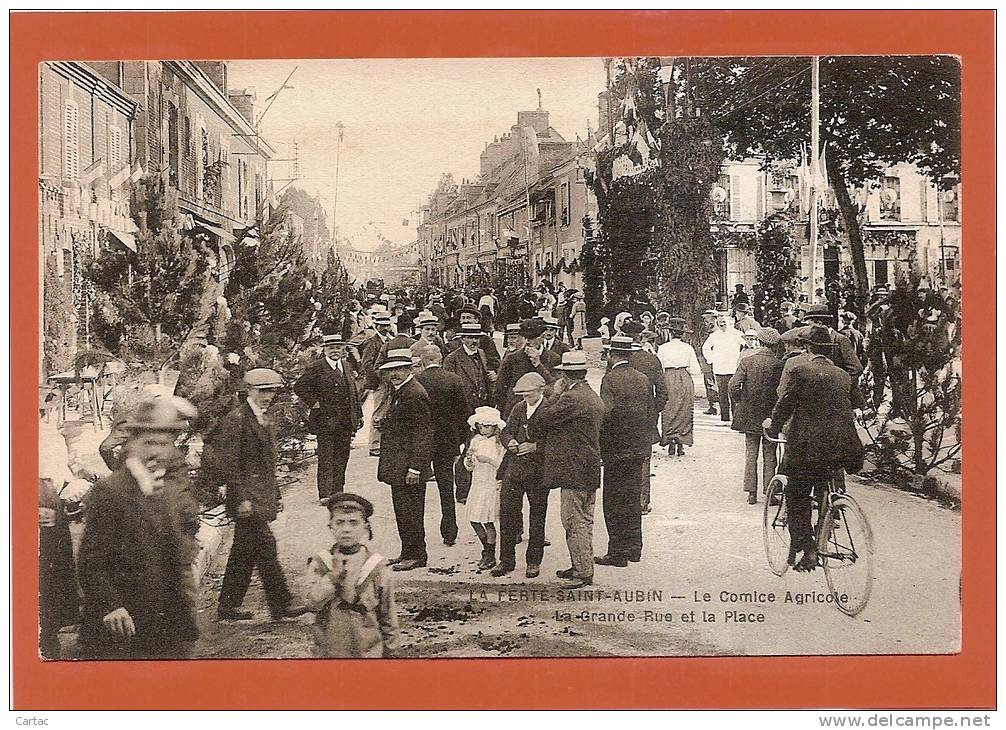 D45 - LA FERTE SAINT AUBIN - LE COMICE AGRICOLE LA GRANDE RUE ET LA PLACE - Très Nombreuses Personnes Et Enfants - La Ferte Saint Aubin