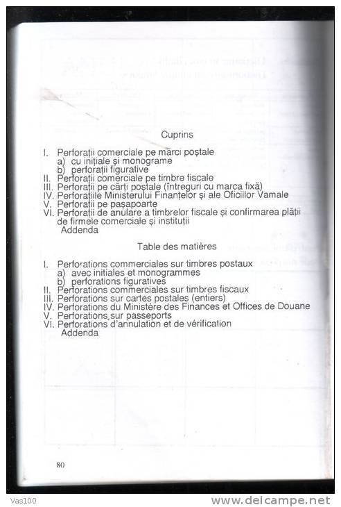 CATALOGUE DES PERFORATIONS COMMERCIALES ET OFFICIELLES ROUMAINES 1996 - Perfins