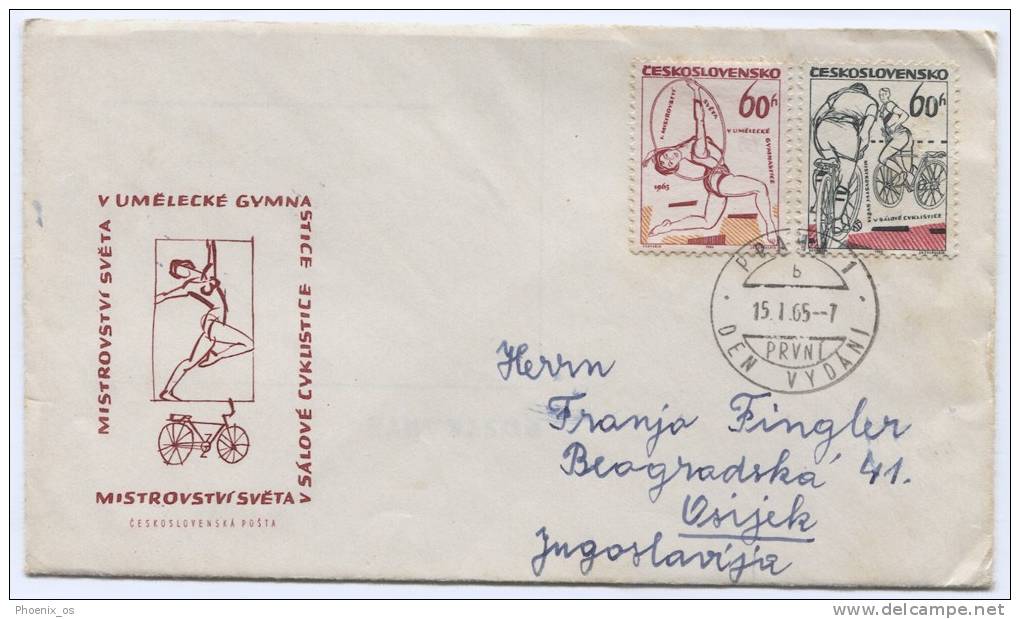 CZECHOSLOVAKIA - Praha, 1965. Bicycling, Artistic Gymnastic - FDC