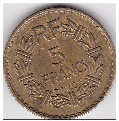 FRANCE - PIECE DE 5 FRANCS - 1940 - Autres & Non Classés