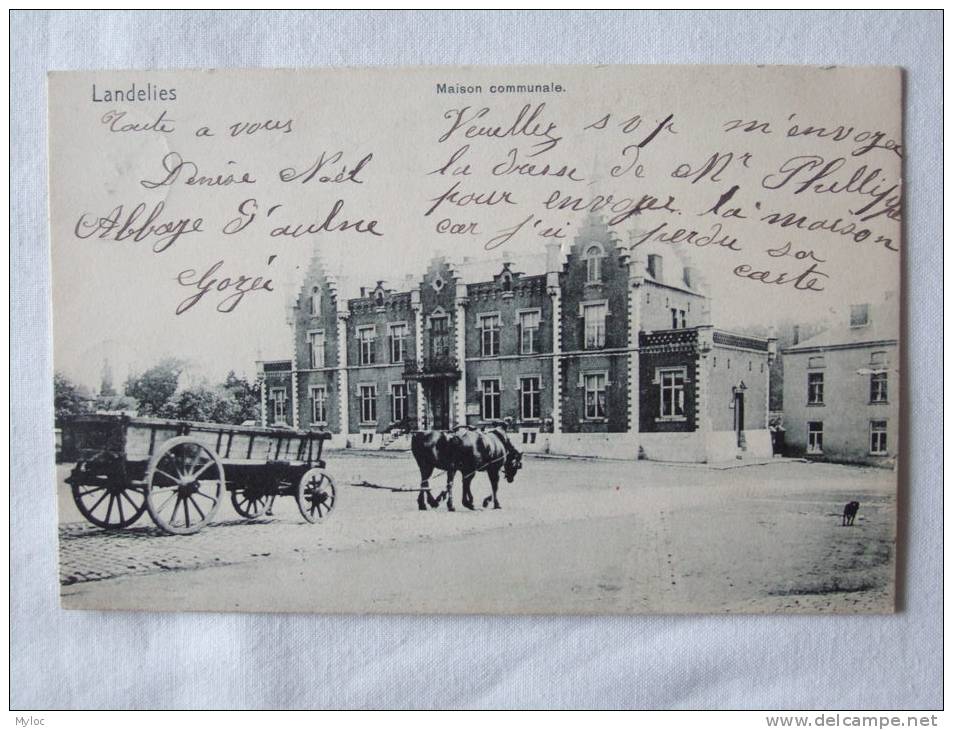 Landelies. Maison Communale. Attelage. - Montigny-le-Tilleul