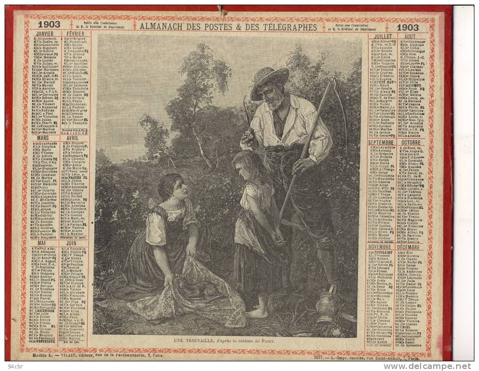 ALMANACH  DES POSTES ET DES TELEGRAPHES( 1903) Une Trouvaille - Groot Formaat: 1901-20
