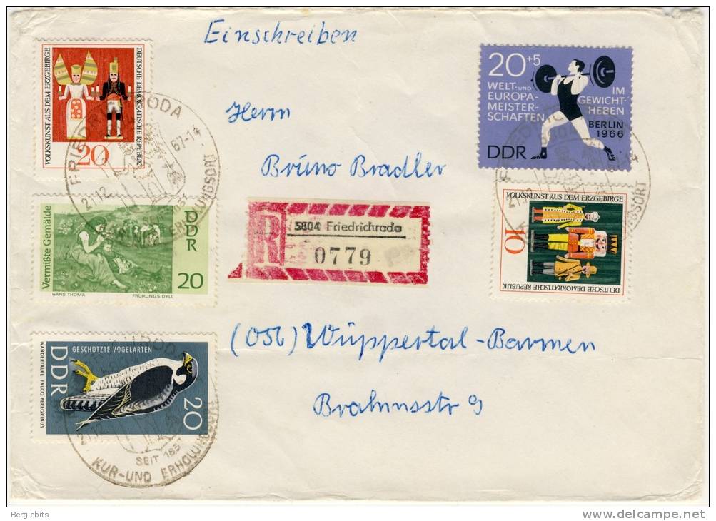 1967 East Germany Registered Cover With Nice Stamps And `TAUSCHSENDUNG` Label On Back Of Cover - Sonstige & Ohne Zuordnung