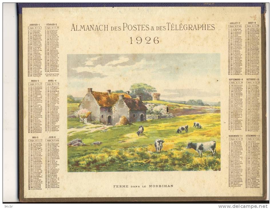 ALMANACH DES POSTES ET DES TELEGRAPHES  (1926) Ferme Dans Le Morbihan - Tamaño Grande : 1921-40