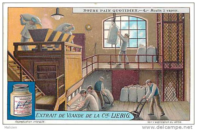 Chromo -ref 319- Liebig - Notre Pain Quotidien -moulin  A Vapeur -theme Moulins  -chromo  Bon Etat  - - Liebig