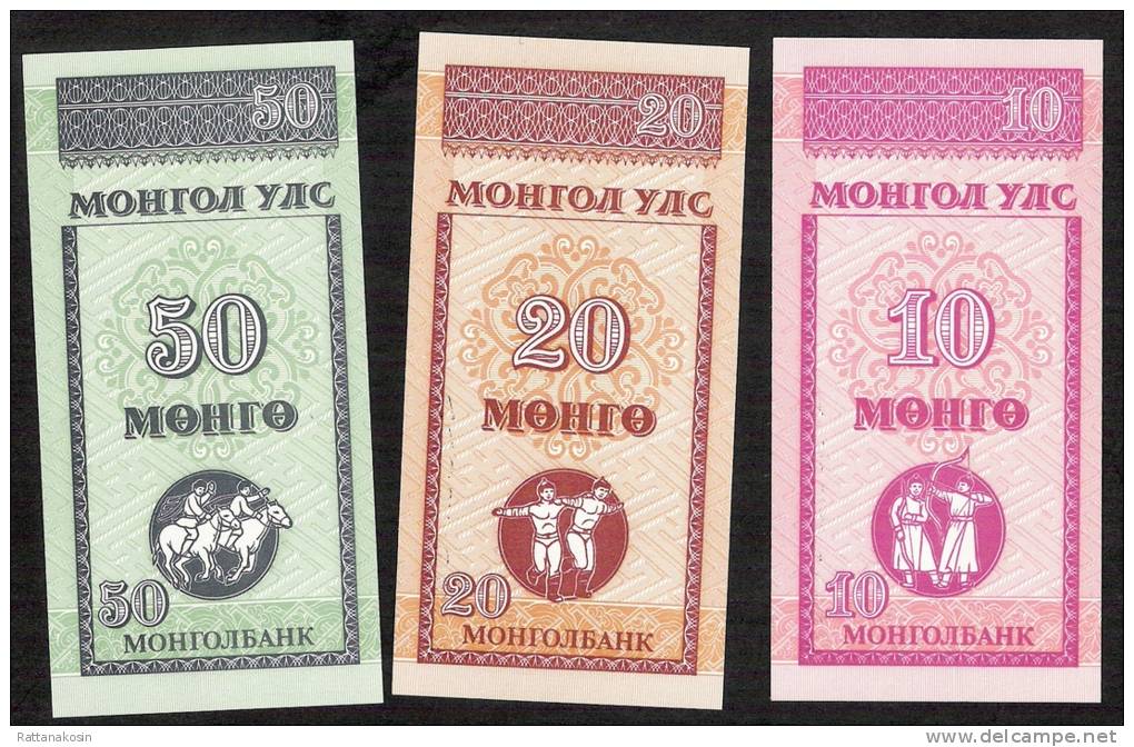 MONGOLIA  P49,50,51   - 10,20,50 MONGO    1993    SET    UNC. - Mongolië