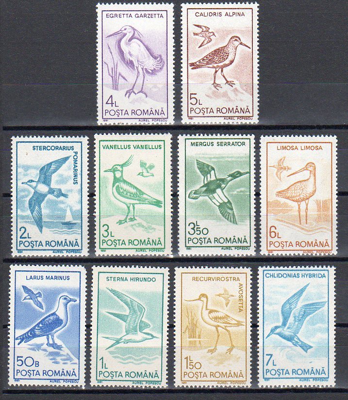 Romania 1991 / Water Birds / 10 Val. - Ungebraucht