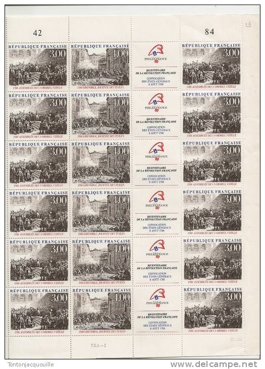 CONVOCATION DES ETATS GENERAUX  8 AOUT 1788  + FEUILLE DE 12 DIPTYQUES  A 7,00FRANCS - Full Sheets