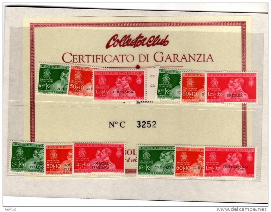 CIRENAICA ERITREA SOMALIA TRIPOLITANIA 1930 NOZZE PRINCIPE UMBERTO GIRO COLONIALE  4 SERIE COMPLETE MNH - Altri & Non Classificati